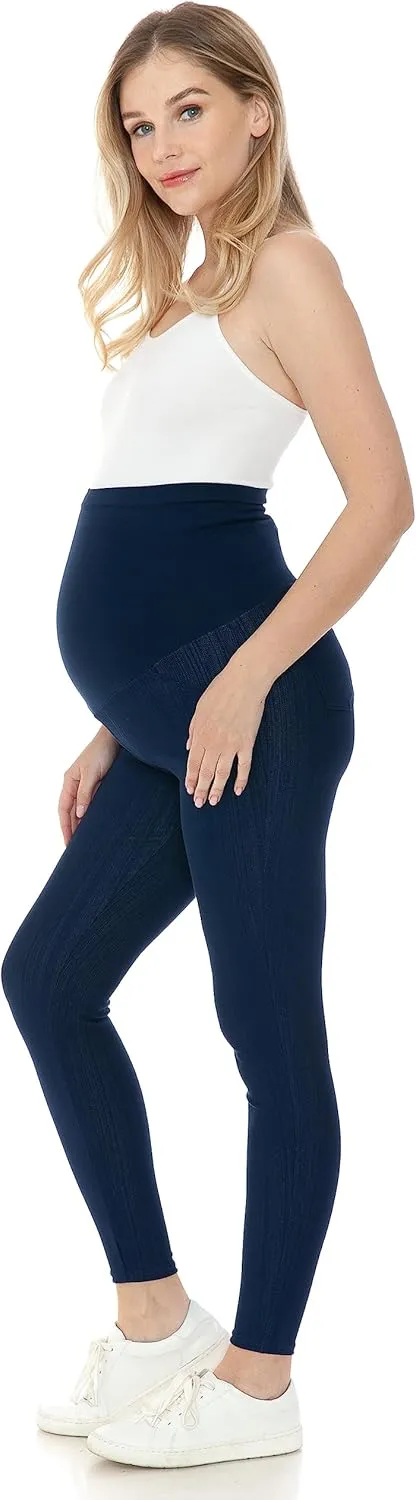 Leggings Depot Women's Maternity Jeans with Pockets Comfy Stretch Pregnancy Pants Denim Jeggings