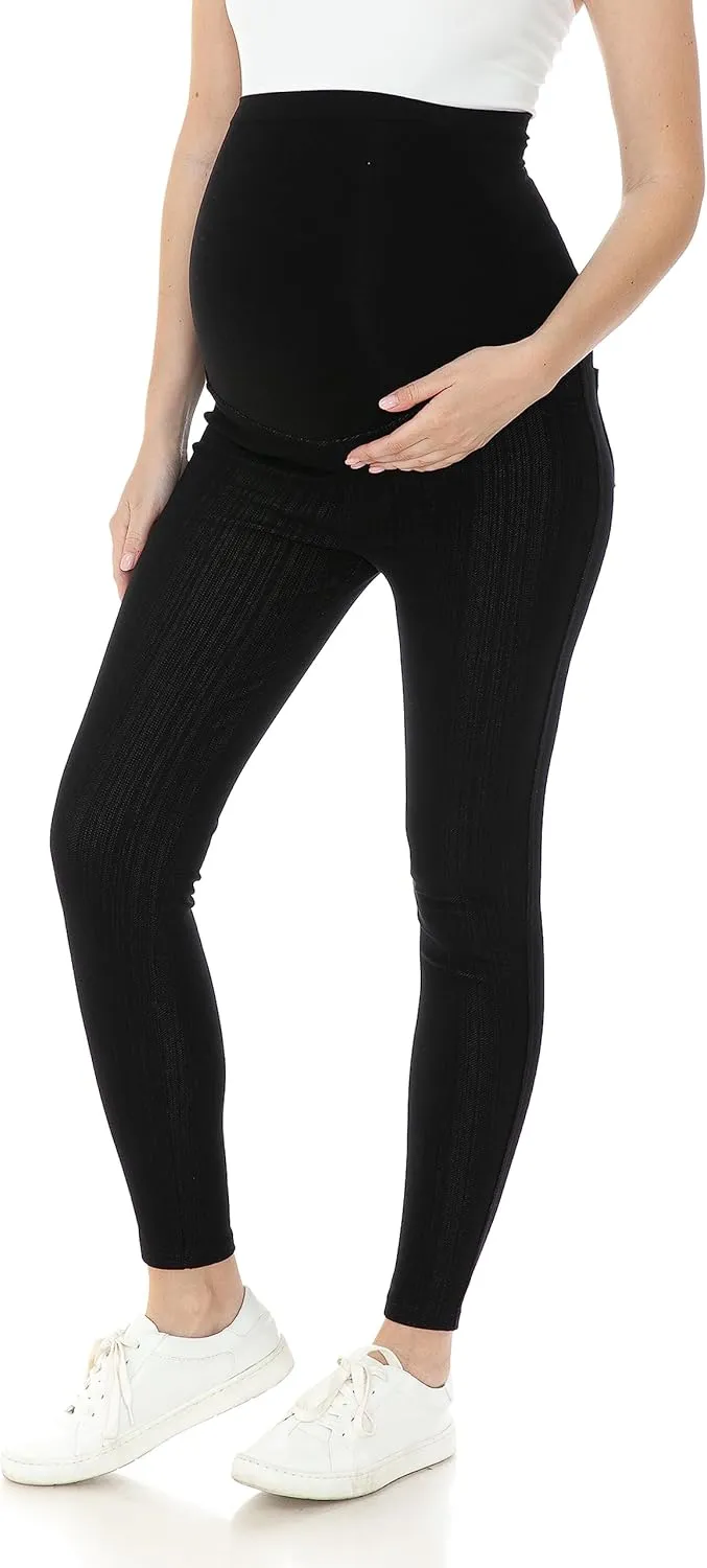 Leggings Depot Women's Maternity Jeans with Pockets Comfy Stretch Pregnancy Pants Denim Jeggings