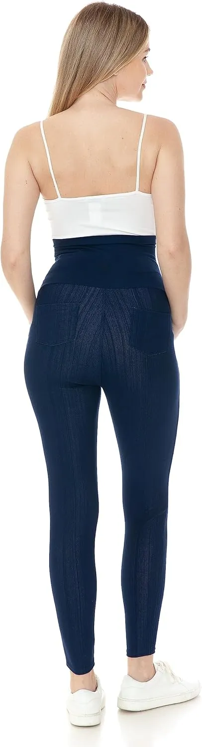 Leggings Depot Women's Maternity Jeans with Pockets Comfy Stretch Pregnancy Pants Denim Jeggings