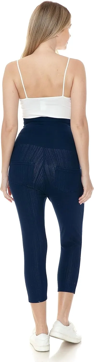 Leggings Depot Women's Maternity Jeans with Pockets Comfy Stretch Pregnancy Pants Denim Jeggings