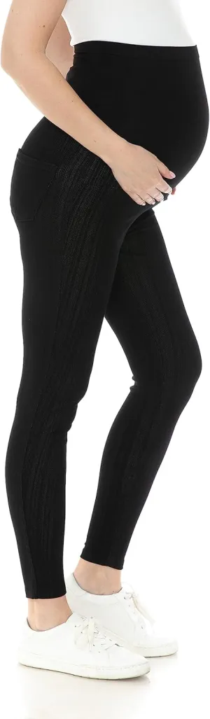 Leggings Depot Women's Maternity Jeans with Pockets Comfy Stretch Pregnancy Pants Denim Jeggings