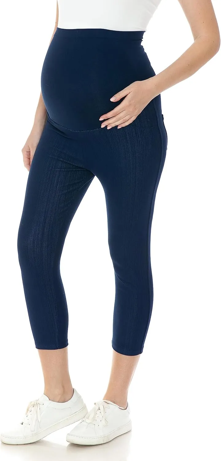 Leggings Depot Women's Maternity Jeans with Pockets Comfy Stretch Pregnancy Pants Denim Jeggings