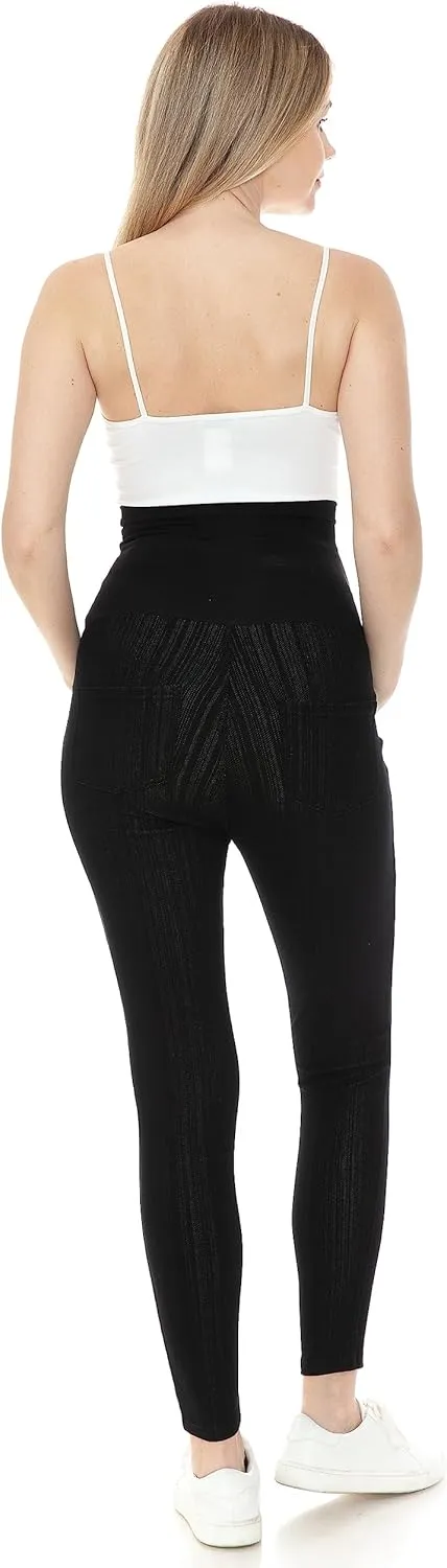 Leggings Depot Women's Maternity Jeans with Pockets Comfy Stretch Pregnancy Pants Denim Jeggings