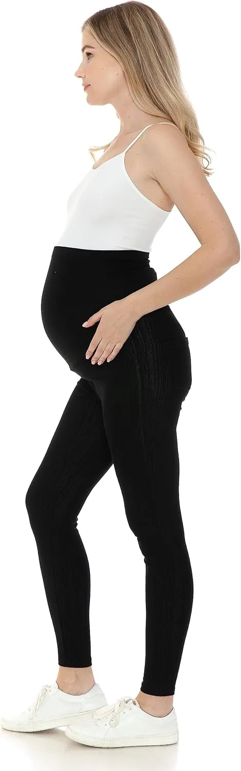 Leggings Depot Women's Maternity Jeans with Pockets Comfy Stretch Pregnancy Pants Denim Jeggings
