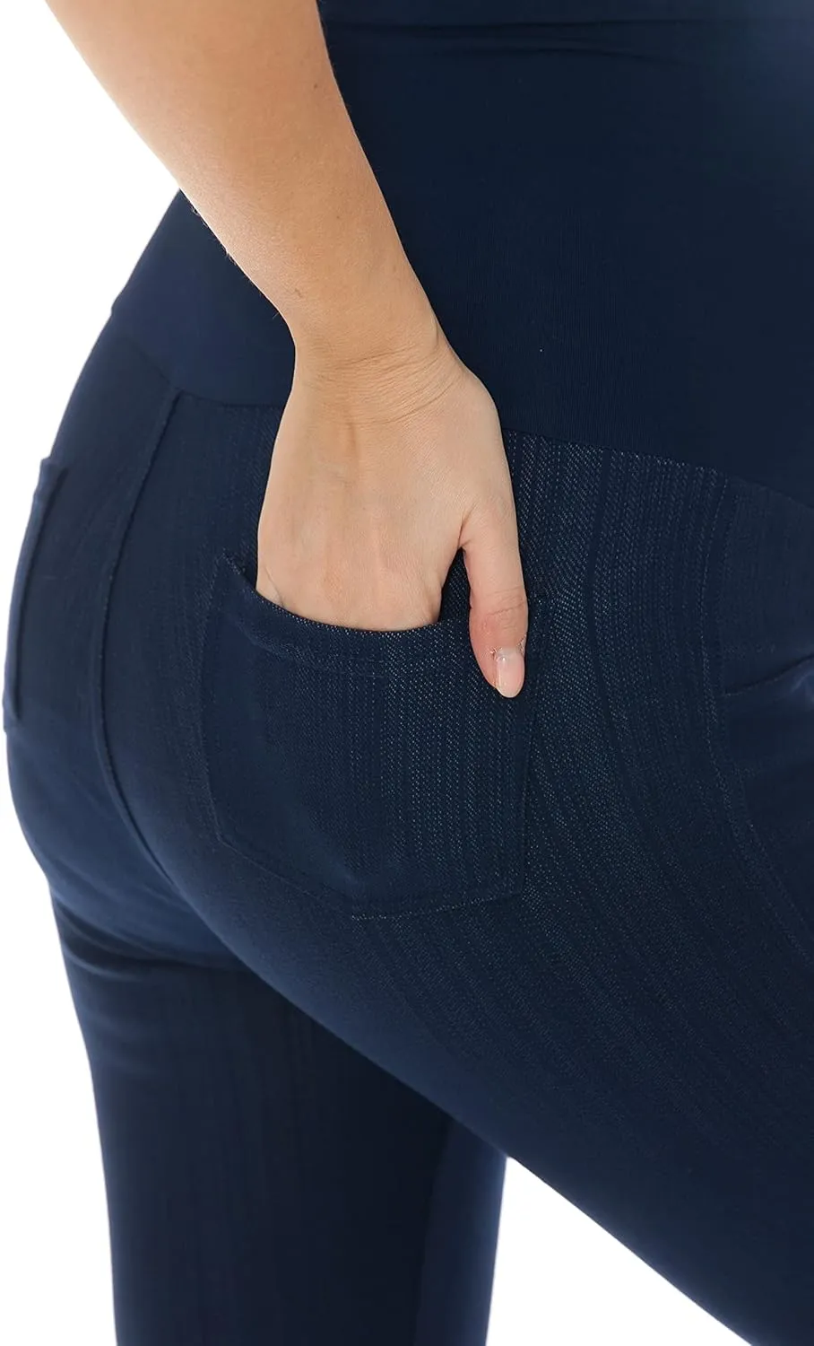 Leggings Depot Women's Maternity Jeans with Pockets Comfy Stretch Pregnancy Pants Denim Jeggings