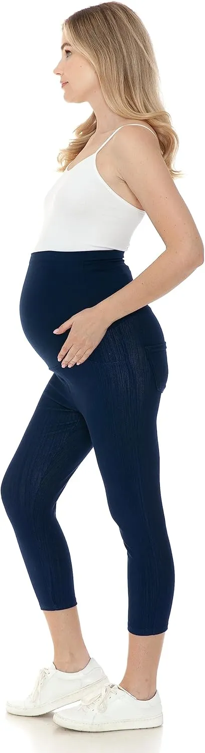 Leggings Depot Women's Maternity Jeans with Pockets Comfy Stretch Pregnancy Pants Denim Jeggings