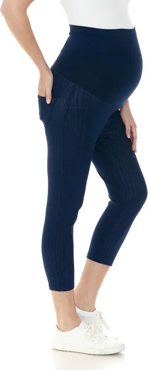 Leggings Depot Women's Maternity Jeans with Pockets Comfy Stretch Pregnancy Pants Denim Jeggings
