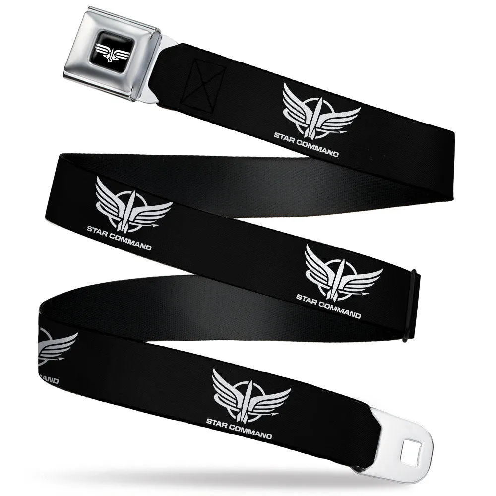 Lightyear Star Command Wings Logo Full Color Black/White Seatbelt Belt - Lightyear STAR COMMAND Wings Text Logo Black/White Webbing