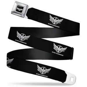 Lightyear Star Command Wings Logo Full Color Black/White Seatbelt Belt - Lightyear STAR COMMAND Wings Text Logo Black/White Webbing