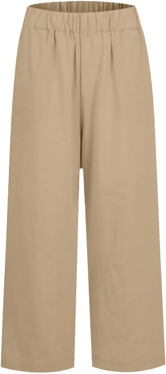 Linen Drawstring Pants Women Lounge Casual Lightweight Dressy Vacation Petite Trousers for Women