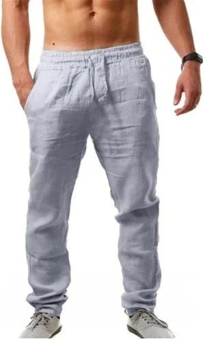 Linen Pants for Men Yoga Loose Fit Casual Elastic Waist Drawstring Baggy Trousers Summer Beach Pant with Pockets