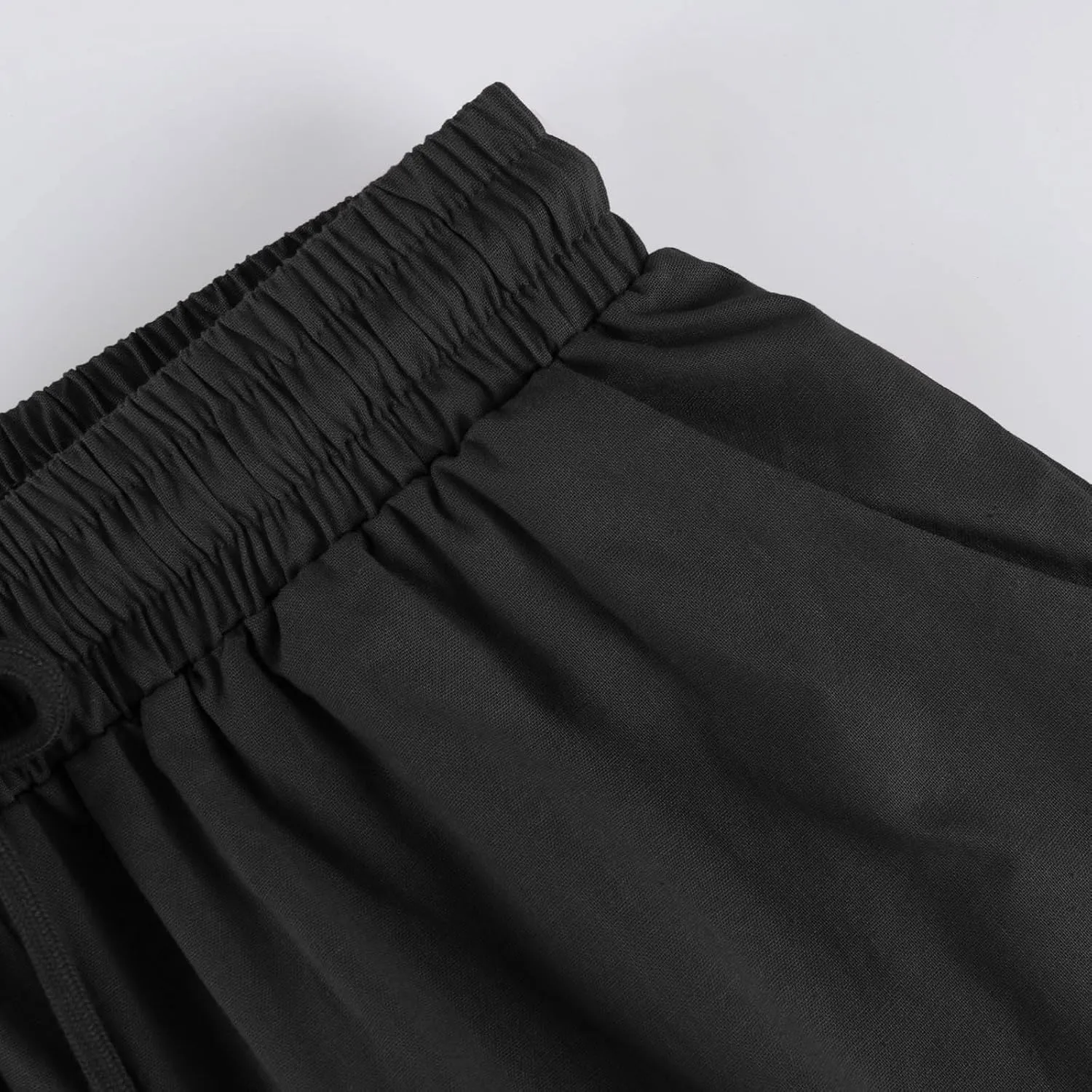 Linen Pants for Women Solid Color Casual Side Lace Summer Drawstring Pants with Pocket for Beach Vacations