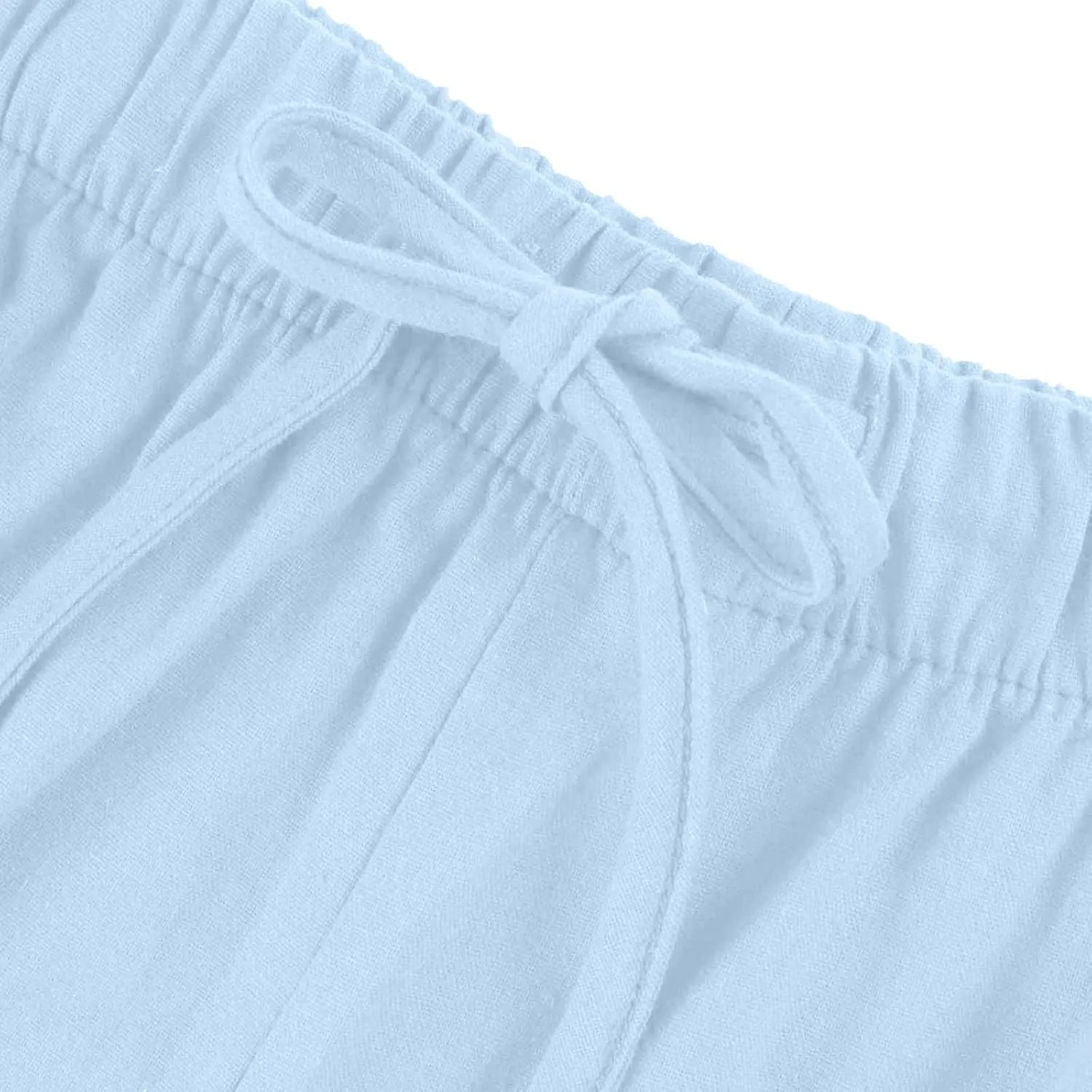 Linen Pants Women Drawstring Elastic Waist Wide Leg Loose Fit Summer Trouser Palazzo Pants Women with Pockets