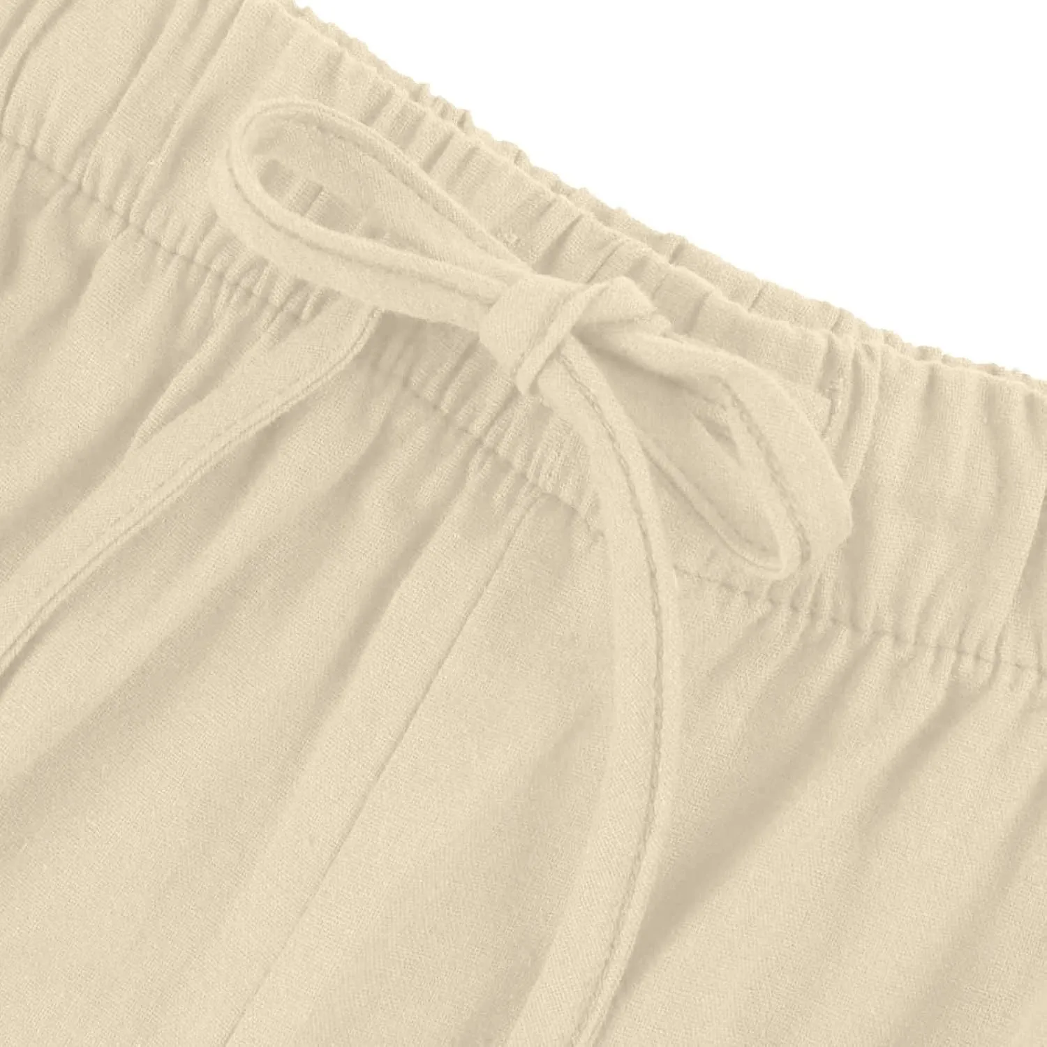 Linen Pants Women Drawstring Elastic Waist Wide Leg Loose Fit Summer Trouser Palazzo Pants Women with Pockets