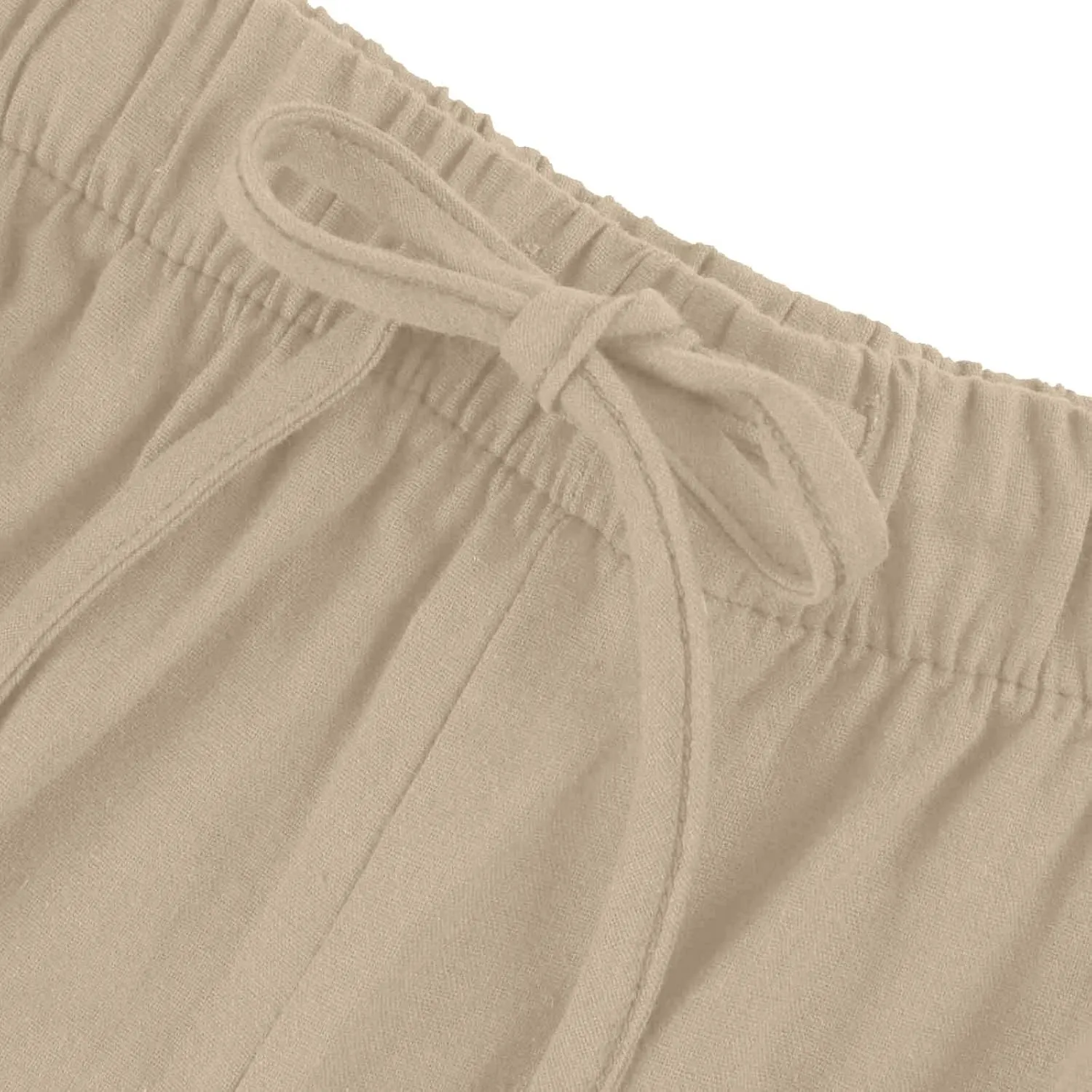 Linen Pants Women Drawstring Elastic Waist Wide Leg Loose Fit Summer Trouser Palazzo Pants Women with Pockets