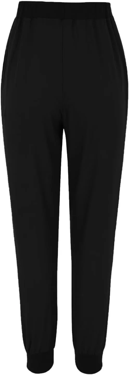 Linen Pants Women Palazzo Pants Petite Dressy Elastic Waist Tapered Leg Summer Casual Jogger Lightweight Trousers