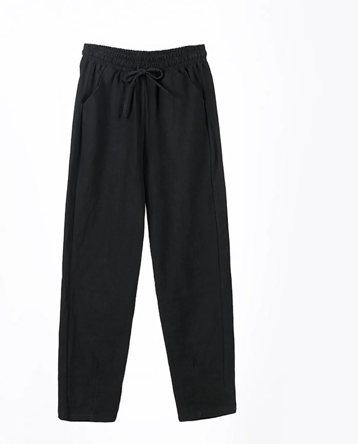 Linen Pants Women Wide Leg Elastic Drawstring Pants Women Lounge Comfy Summer Casual Beach Trousers with Pockets