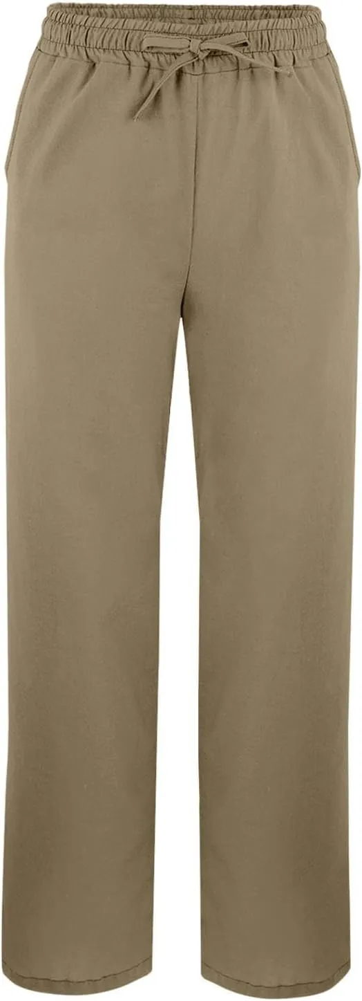 Linen Pants Women with Pockets Loose Elastic High Waisted Comfy Beach Trousers Summer Lightweight Casual Pants