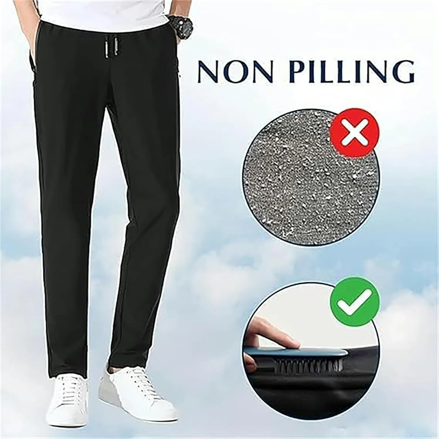 Litetao Work Pants for Men Slim Unisex Stretch Quick Drying Pants Casual Baggy Stretch Drawstring Sports Pants with Pockets