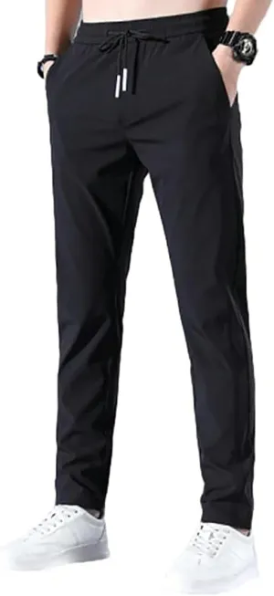 Litetao Work Pants for Men Slim Unisex Stretch Quick Drying Pants Casual Baggy Stretch Drawstring Sports Pants with Pockets