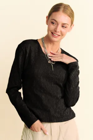 Long Sleeve Lace Top Black