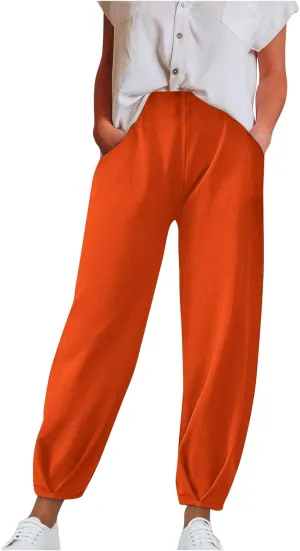 Lounge Pant Women Summer Trendy High Waisted Wide Leg Long Lounge Pant Cropped Cozy Pants with Pockets