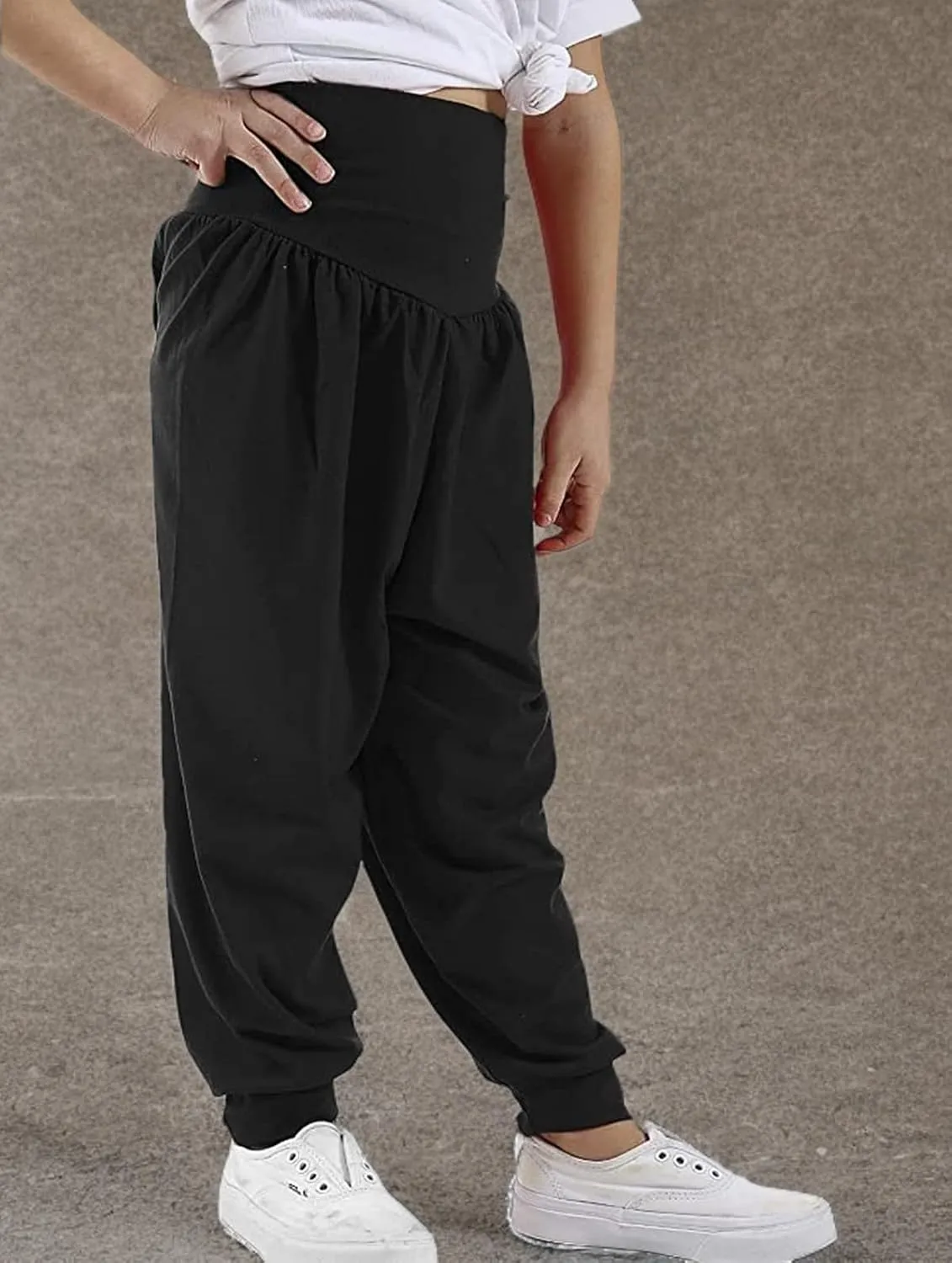 Loxdonz Kids Harem Loose Casual Baggy Sports Dancing Pants Girls Harem Children Trouser