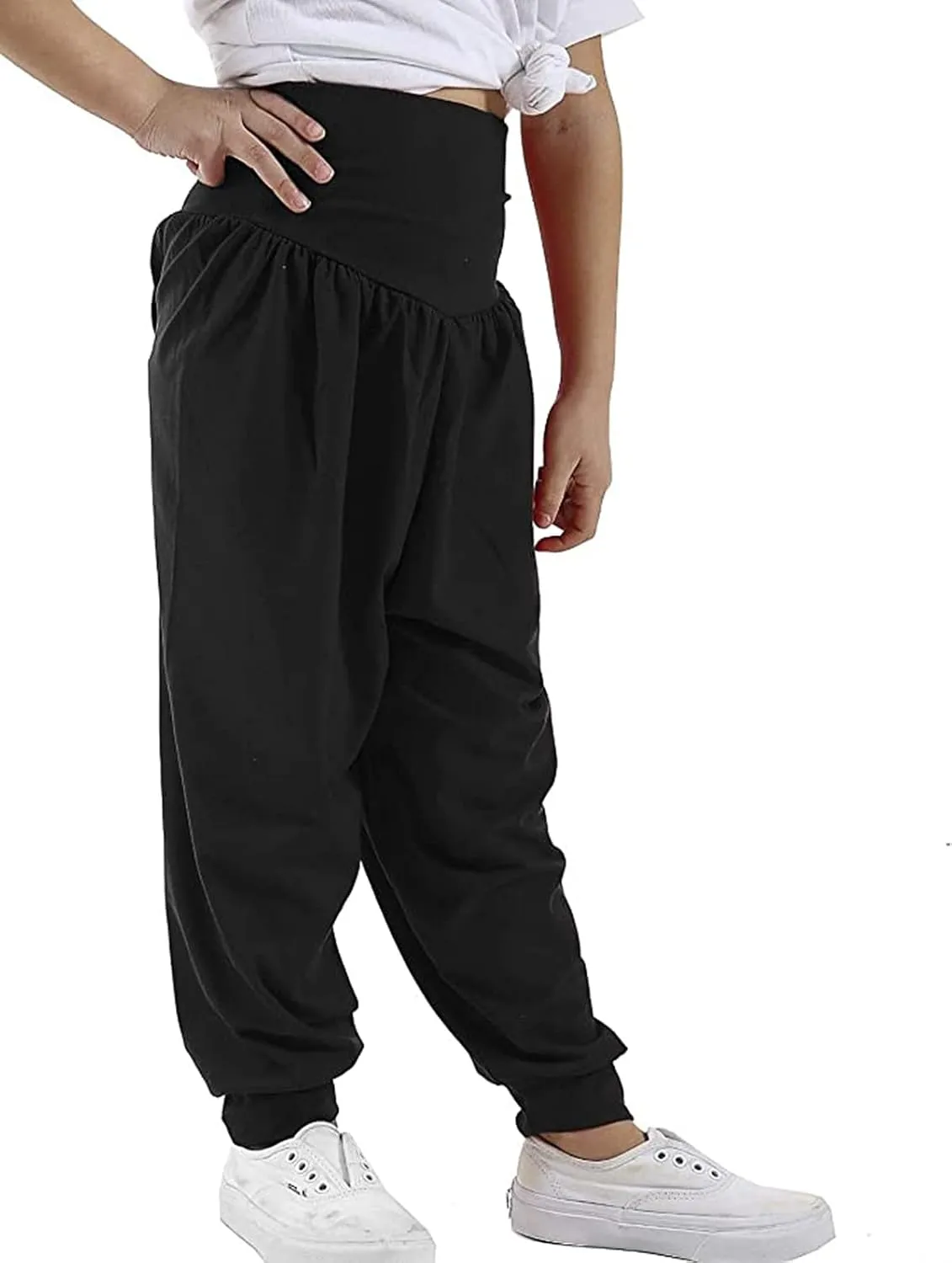 Loxdonz Kids Harem Loose Casual Baggy Sports Dancing Pants Girls Harem Children Trouser