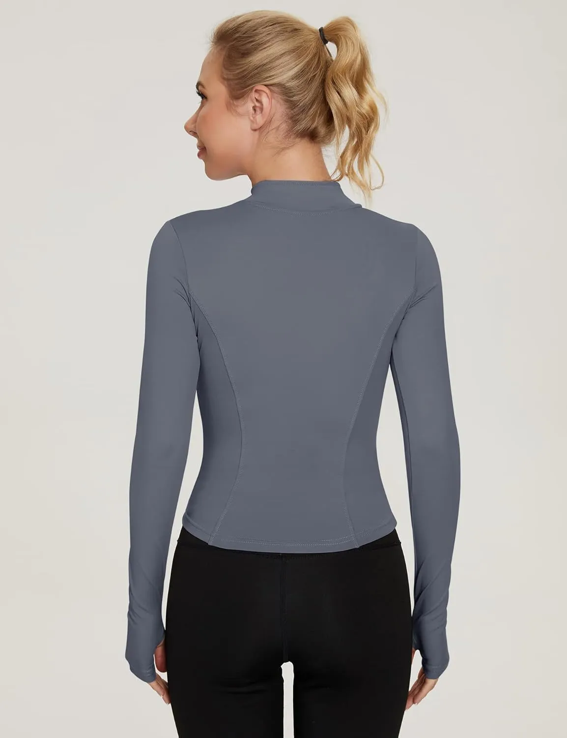 LUYAA Women's Workout Jacket Lightweight Zip Up Yoga Jacket Cropped Athletic Slim Fit Tops