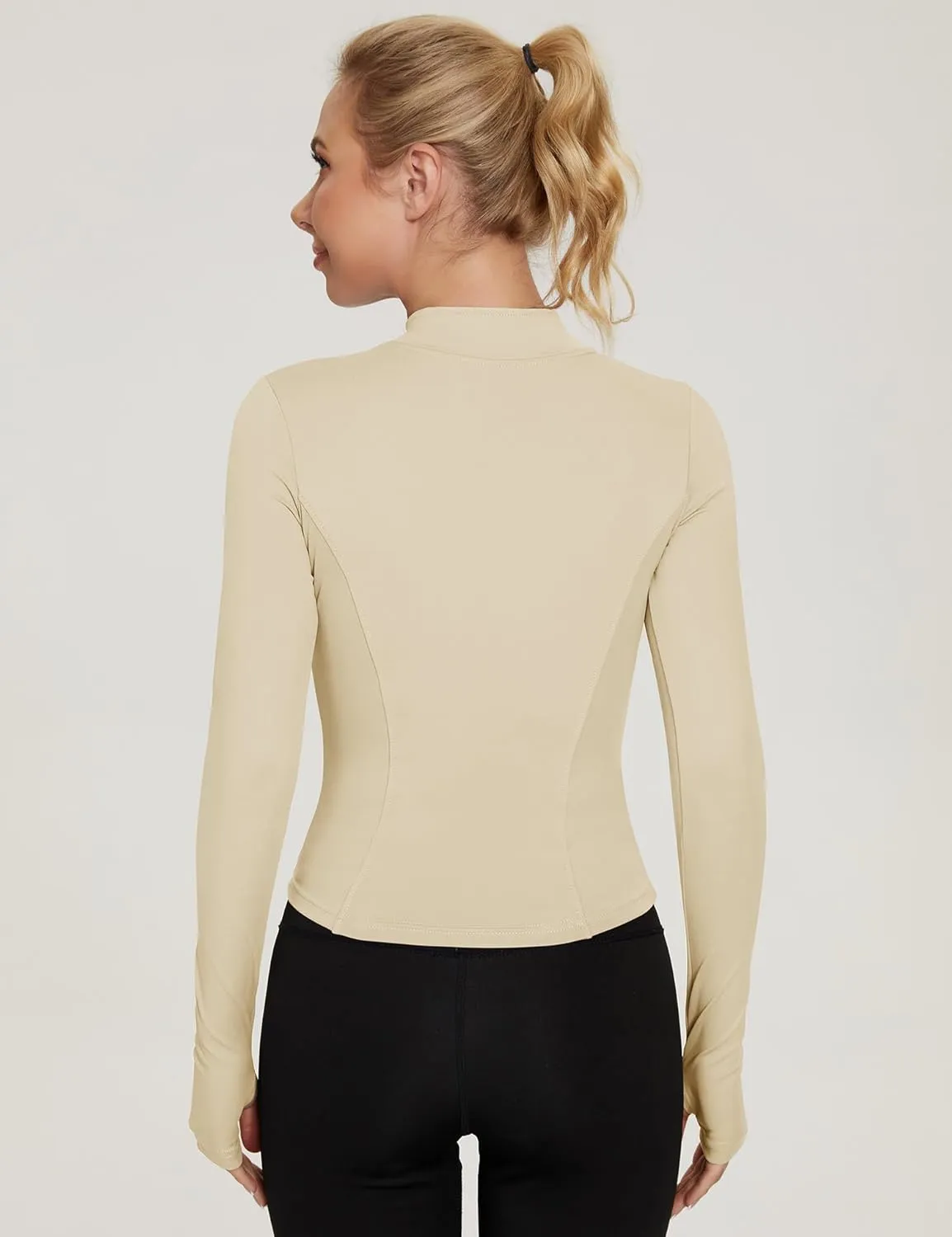 LUYAA Women's Workout Jacket Lightweight Zip Up Yoga Jacket Cropped Athletic Slim Fit Tops
