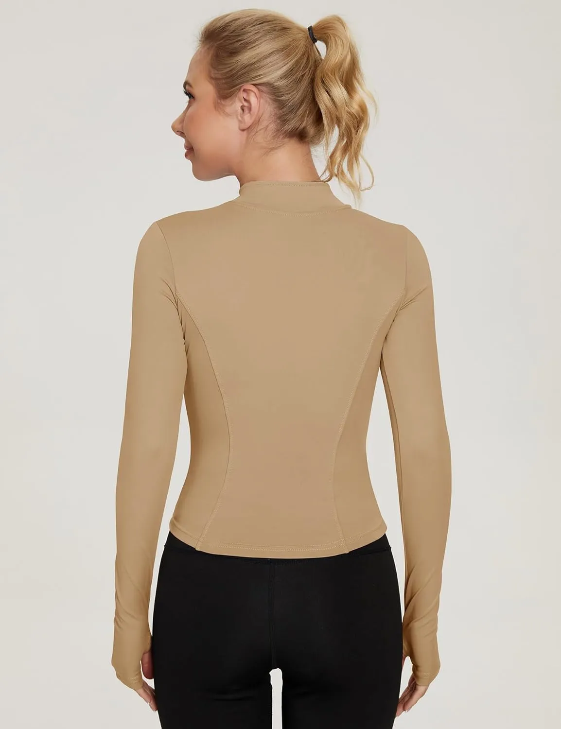 LUYAA Women's Workout Jacket Lightweight Zip Up Yoga Jacket Cropped Athletic Slim Fit Tops