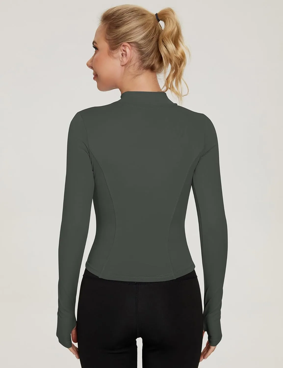 LUYAA Women's Workout Jacket Lightweight Zip Up Yoga Jacket Cropped Athletic Slim Fit Tops