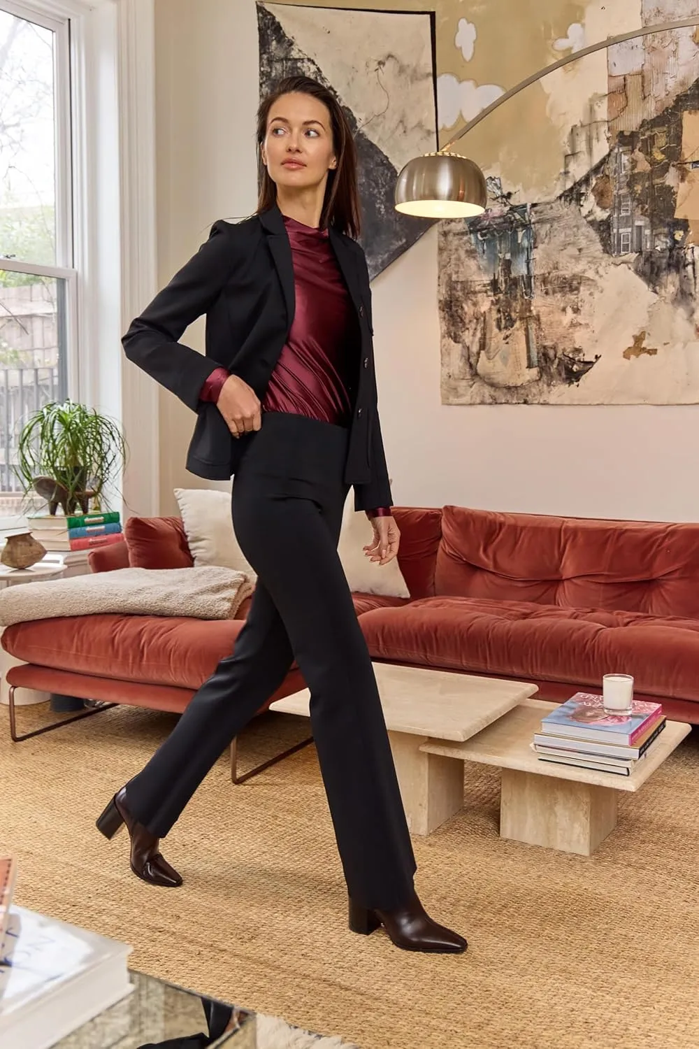 Lyss Spencer High Waisted Pants  Trousers Pants for Women and Fit and Flare Neoprene Pants with 4-Way Stretch
