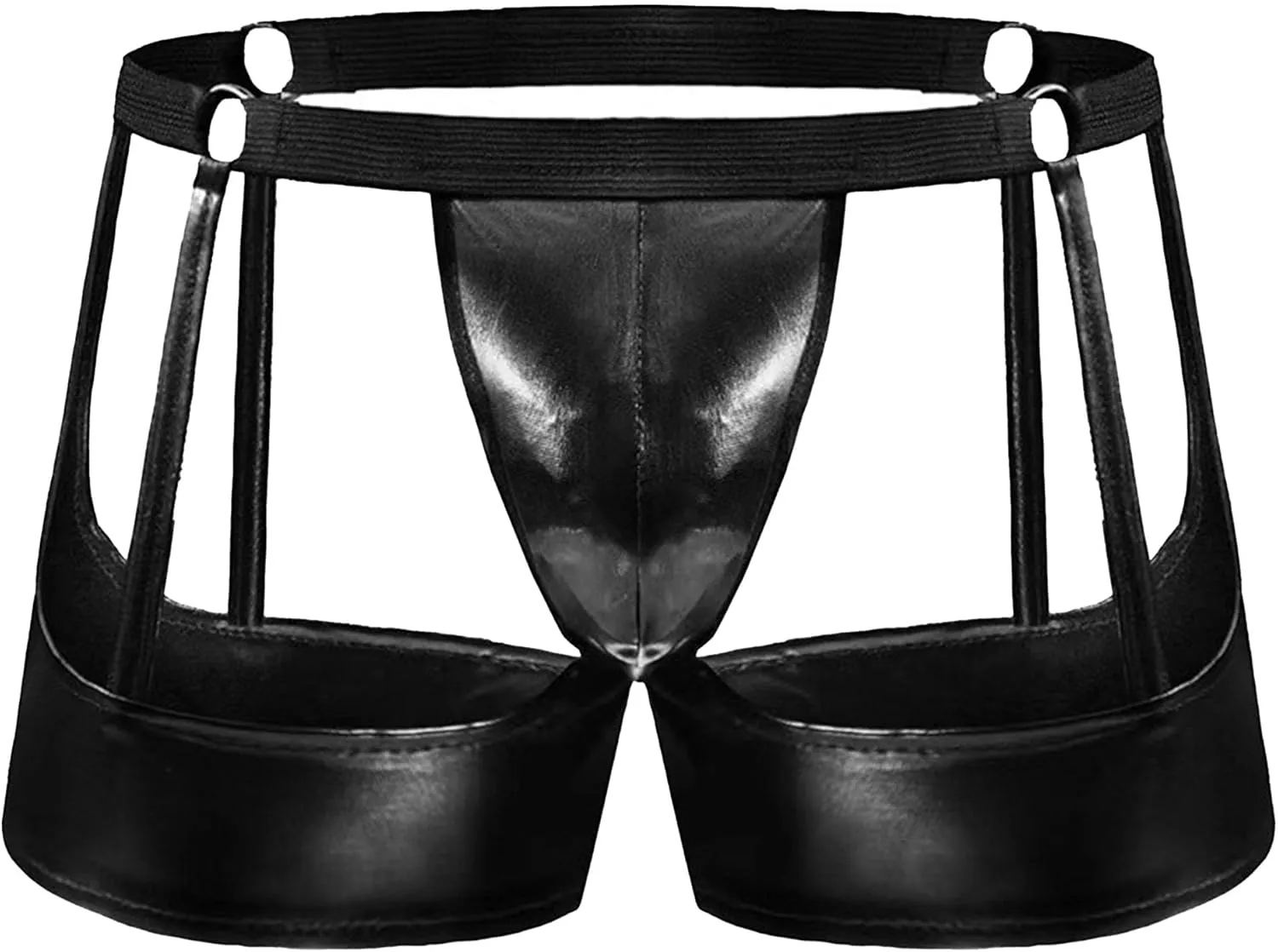 Maiyifu-GJ Men's Sexy Briefs Faux Leather Jockstrap Thong See Through Bulge Pouch Sexy Underwear Bikini Panties Underpants