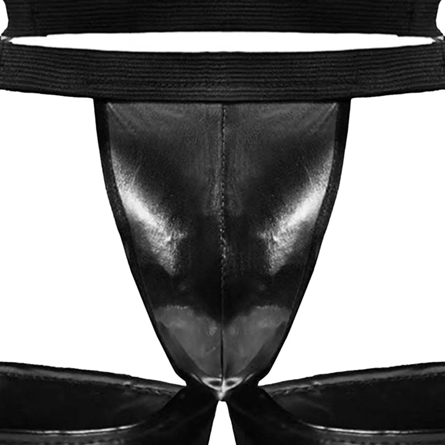 Maiyifu-GJ Men's Sexy Briefs Faux Leather Jockstrap Thong See Through Bulge Pouch Sexy Underwear Bikini Panties Underpants