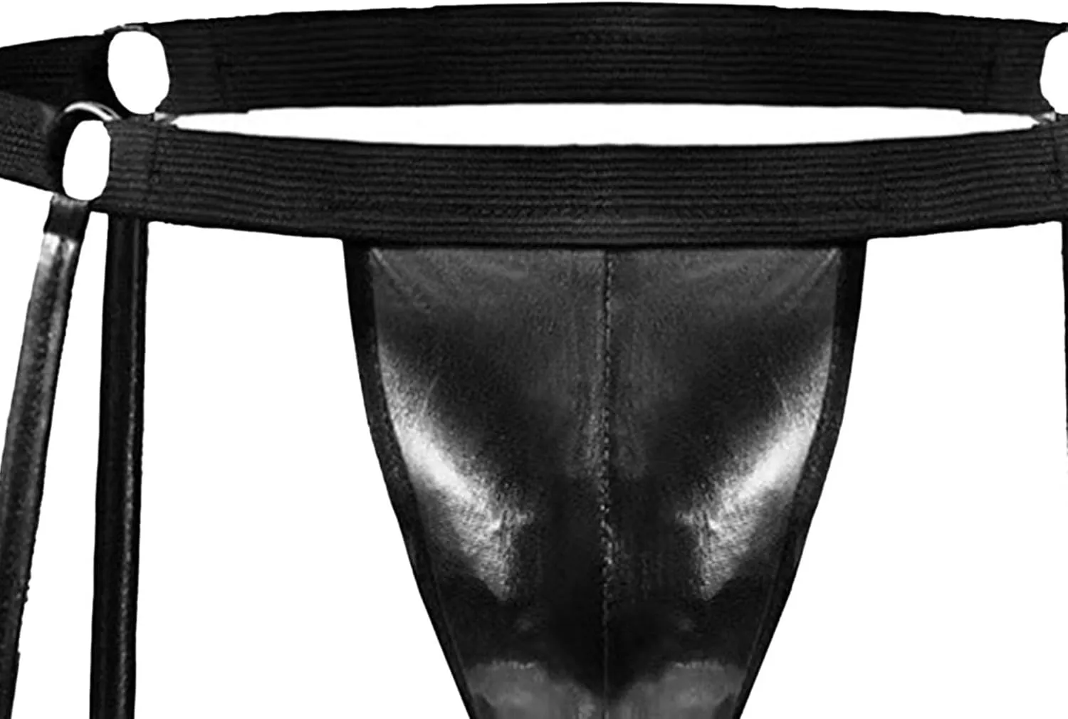 Maiyifu-GJ Men's Sexy Briefs Faux Leather Jockstrap Thong See Through Bulge Pouch Sexy Underwear Bikini Panties Underpants