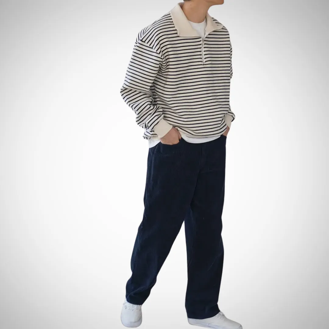 Mario Striped Half-Zip Sweater
