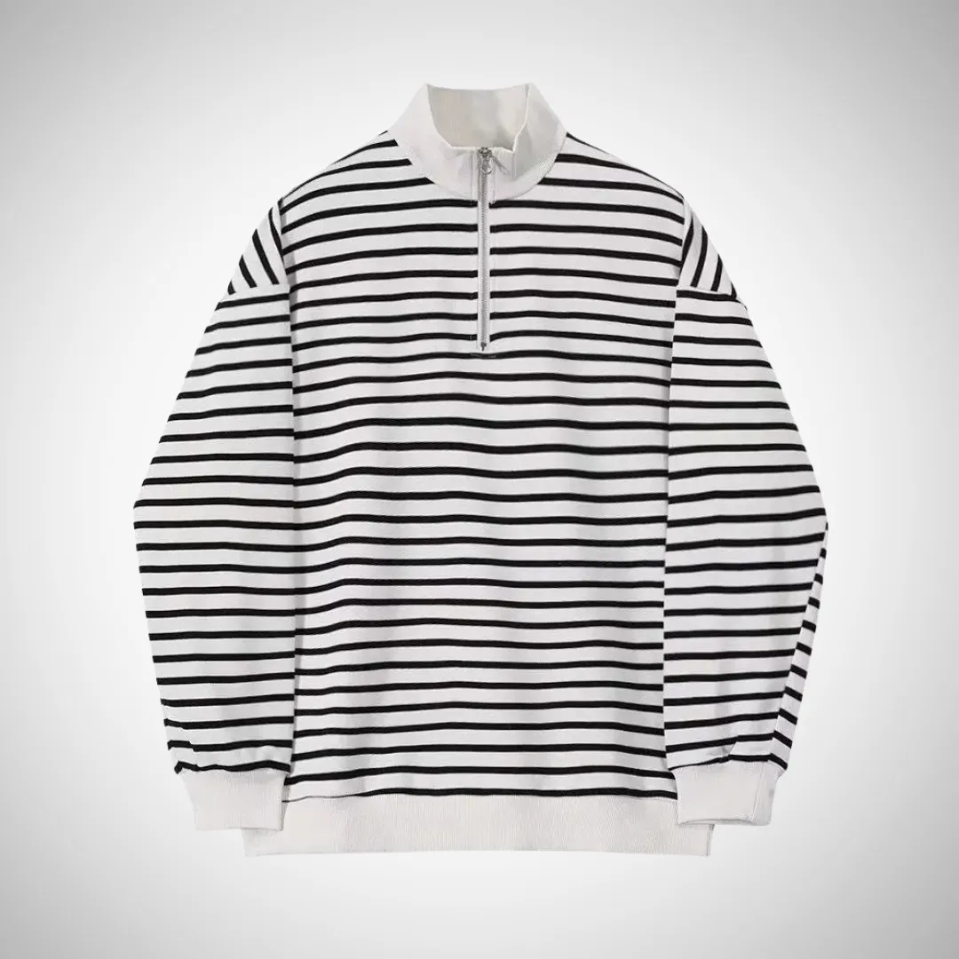 Mario Striped Half-Zip Sweater