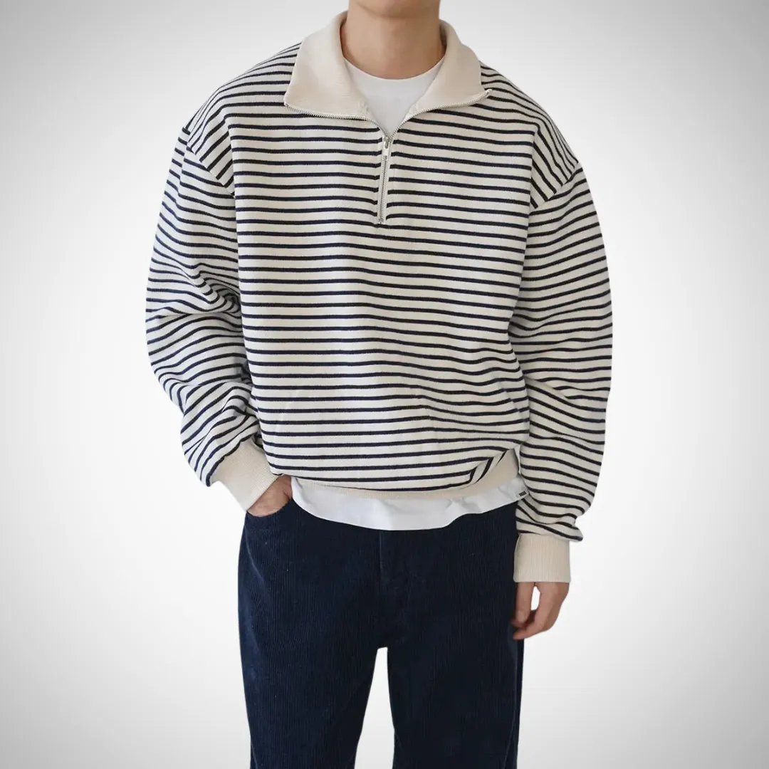 Mario Striped Half-Zip Sweater