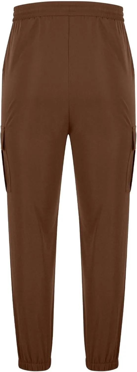 Men Cargo Tapered Hiking Jogger Chino Cargo Outdoor Sweatpants Workout Elastic Waist Athletic Jogging