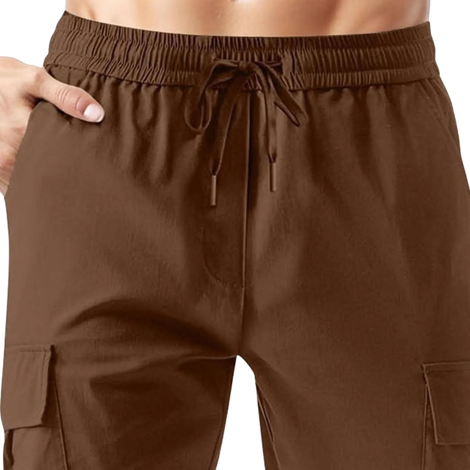 Men Cargo Tapered Hiking Jogger Chino Cargo Outdoor Sweatpants Workout Elastic Waist Athletic Jogging