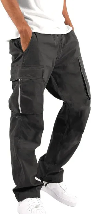 Men's 2023 Autumn Loose Fit Straight Cargo Pants Hiking Outdoor Recreation Pants Joggers Workwear Pants for Men