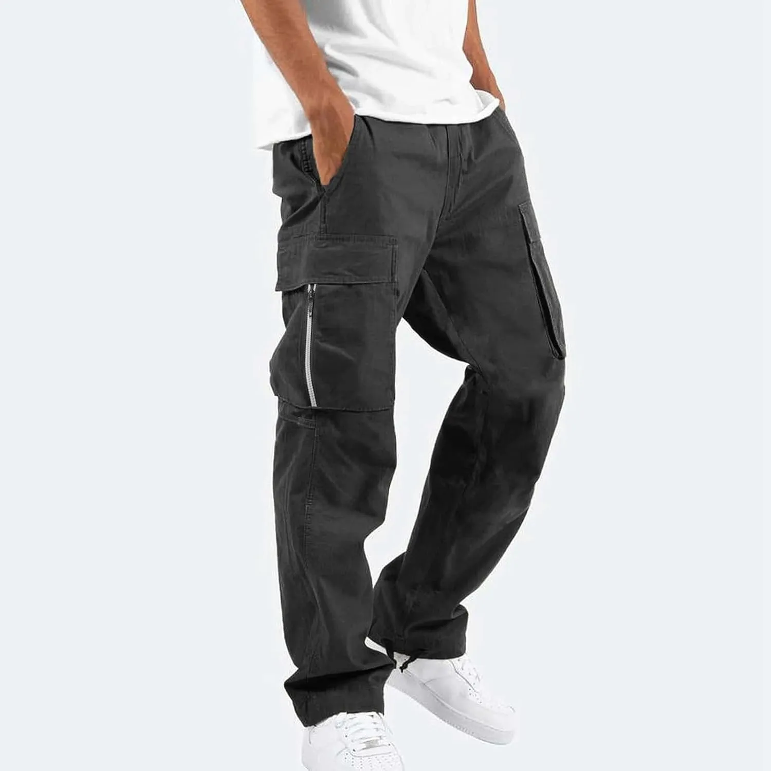 Men's 2023 Autumn Loose Fit Straight Cargo Pants Hiking Outdoor Recreation Pants Joggers Workwear Pants for Men