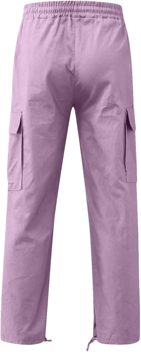 Mens 2023 Casual Cargo Pant Hiking Trousers Multi Pockets Twill Chino Pants Regular Straight Joggers Gym Sweatpants