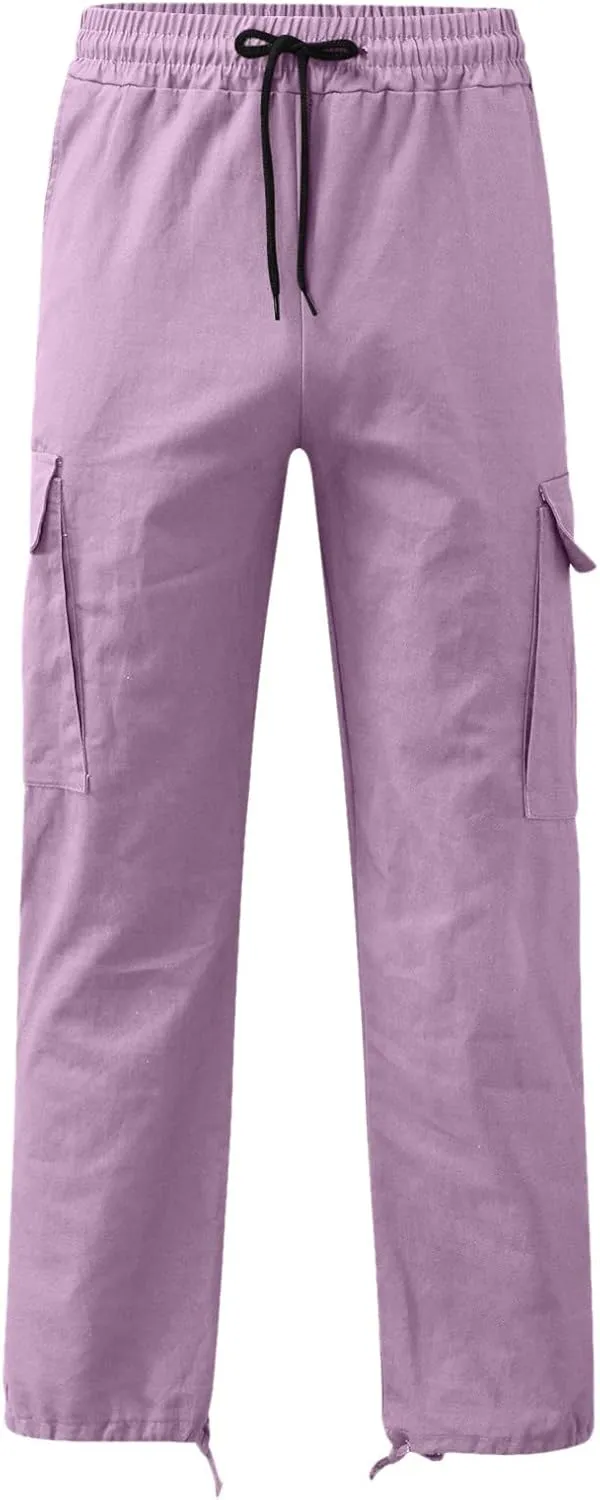 Mens 2023 Casual Cargo Pant Hiking Trousers Multi Pockets Twill Chino Pants Regular Straight Joggers Gym Sweatpants