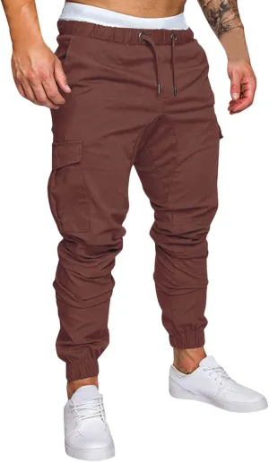 Mens 2023 Fashion Joggers Hiking Sweatpants Drawstring Waist Pants Work Sports Loose Fit Trousers with Pockets