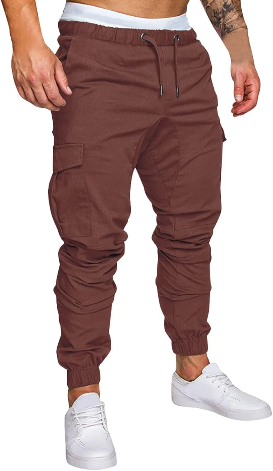 Mens 2023 Fashion Joggers Hiking Sweatpants Drawstring Waist Pants Work Sports Loose Fit Trousers with Pockets