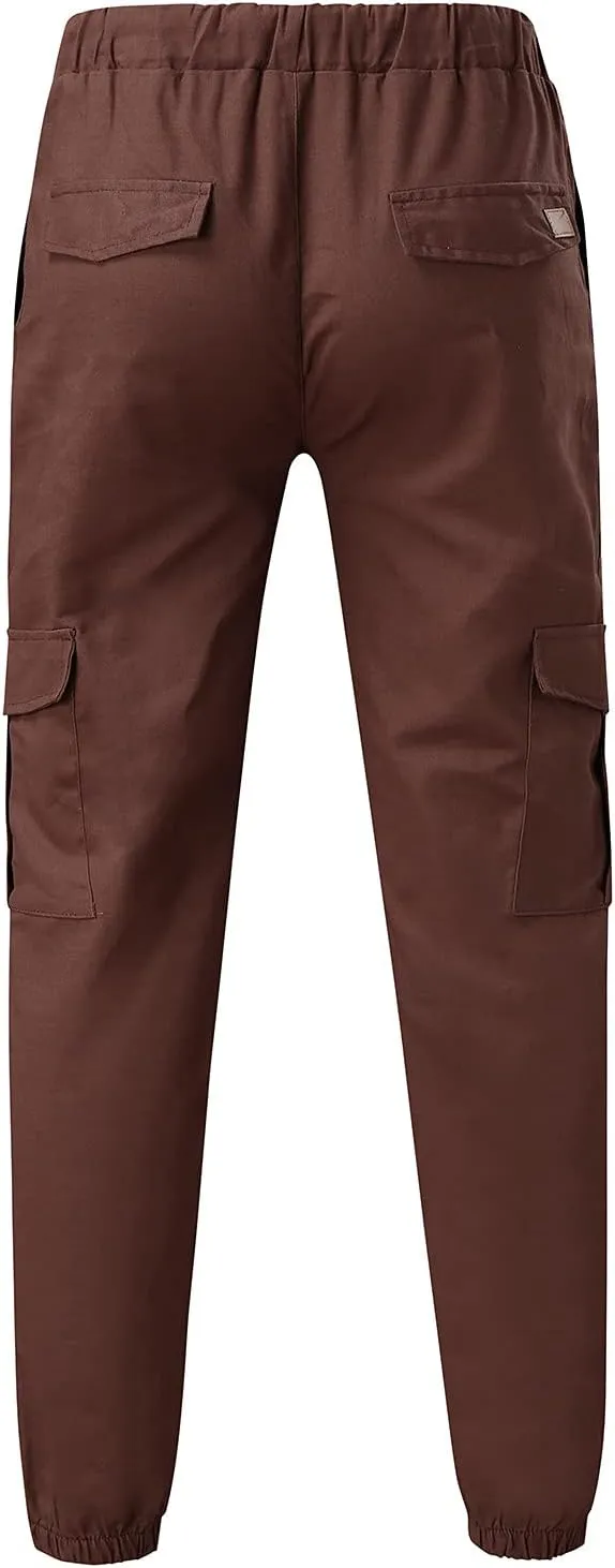 Mens 2023 Fashion Joggers Hiking Sweatpants Drawstring Waist Pants Work Sports Loose Fit Trousers with Pockets