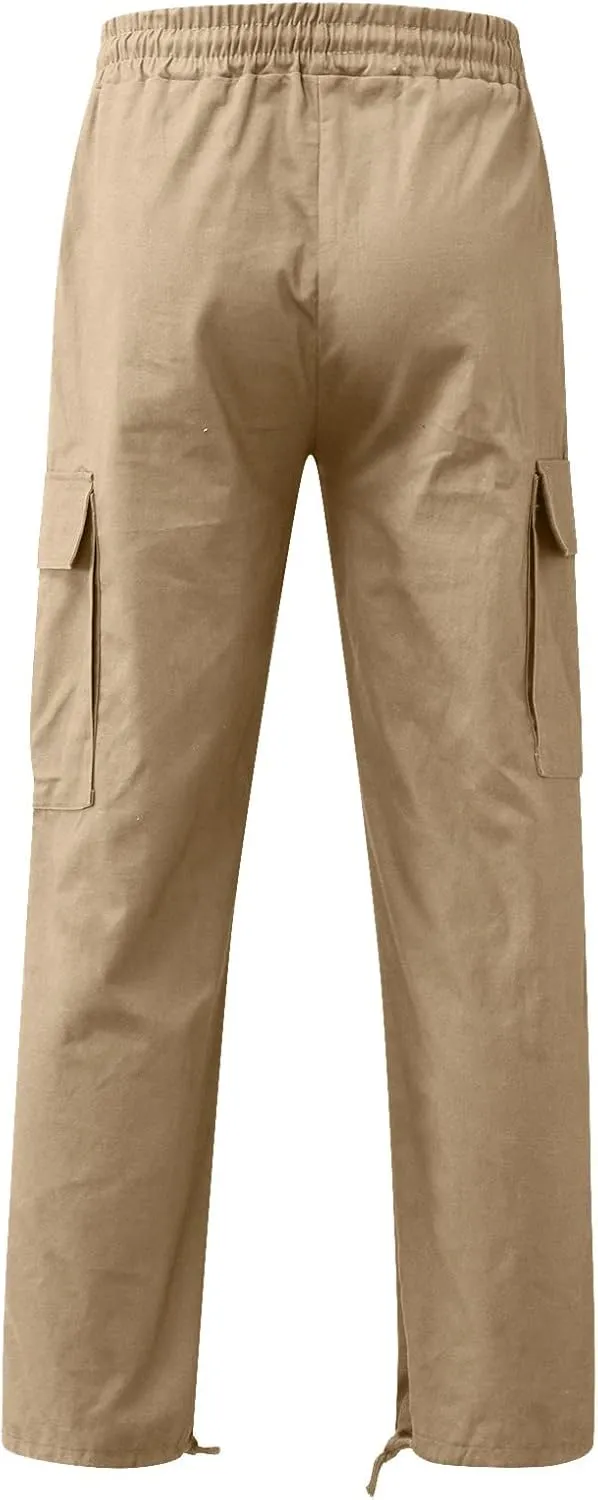 Men's 2025 Summer Casual Cargo Sweatpants Waist Drawstring Joggers Tactical Loose Fit Pants for Men with Multi Pockets