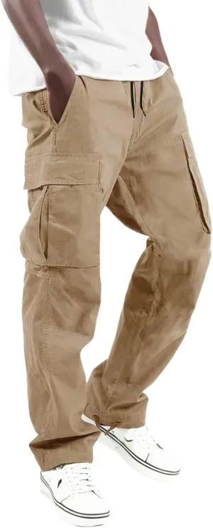 Men's 2025 Summer Casual Cargo Sweatpants Waist Drawstring Joggers Tactical Loose Fit Pants for Men with Multi Pockets